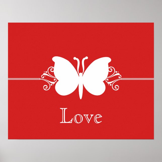 Dark Red Butterfly Swirls Virtue Poster (Vorne)