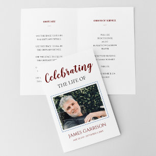 Dark Red Celebration of Life Funeral Program