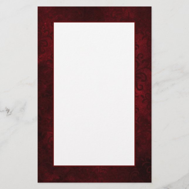 Dark Red Damask Schreibpapier Briefpapier (Vorderseite)