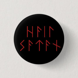 Dark Red Elder Futhark Hail Satan Button