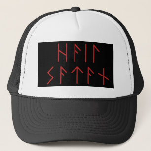 Dark Red Elder Futhark Hail Satan Truckerkappe