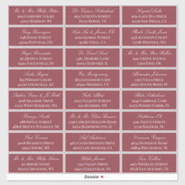 Dark Red Elegant Script 24 Wedding Guest Address Aufkleber
