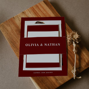 Dark Red Elegante Text Hochzeit Einladungsbanderole
