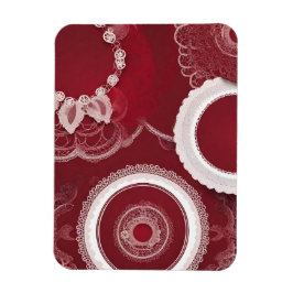 Dark Red Floral AI art Magnet