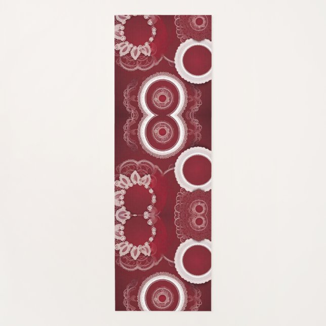 Dark Red Floral AI art Yogamatte (Vorderseite)