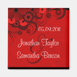 Dark Red Floral Gothic Save the Date Kühlschrankma Magnet