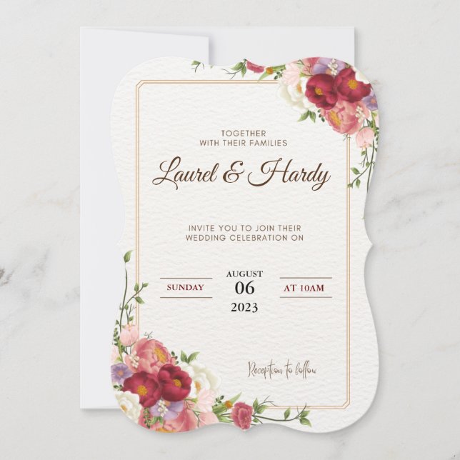 Dark Red Flowers  Invitation (Devant)