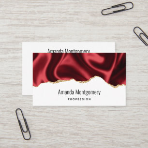 Dark Red Glam Wavy Satin Abstract Design Visitenkarte