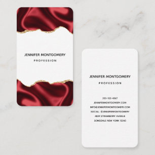 Dark Red Glam Wavy Satin Abstract Design Visitenkarte
