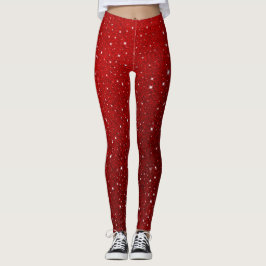 Dark Red Glittering Schöne Trendy Elegant Leggings