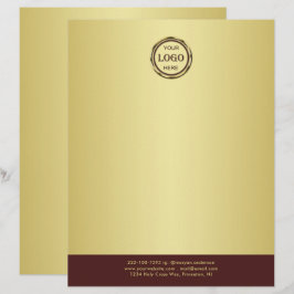 Dark-red gold design,Logo or Photo in gold circle, Briefbogen