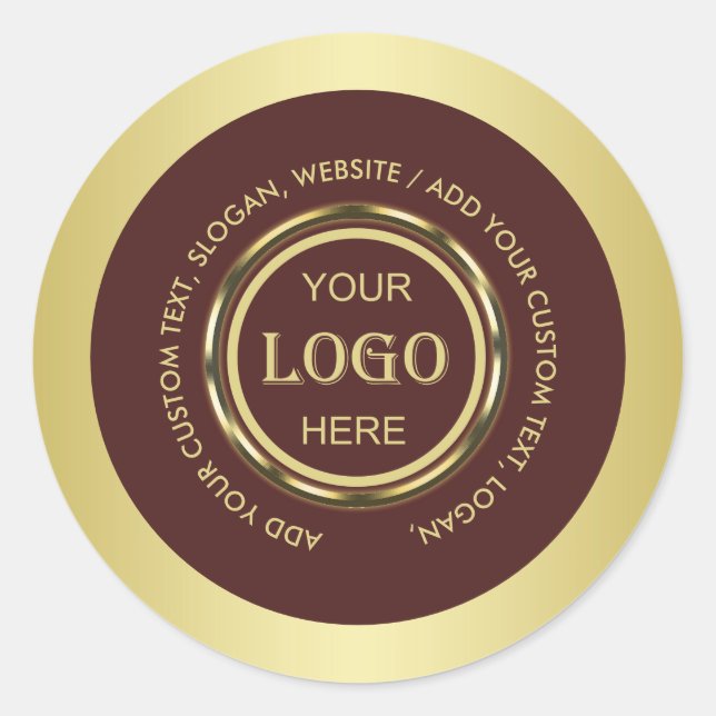 Dark-red gold design,Logo or Photo in gold circle, Runder Aufkleber (Vorderseite)