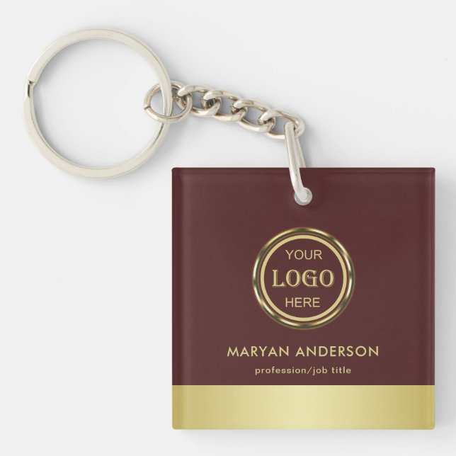 Dark-red gold design,Logo or Photo in gold circle, Schlüsselanhänger (Vorderseite)