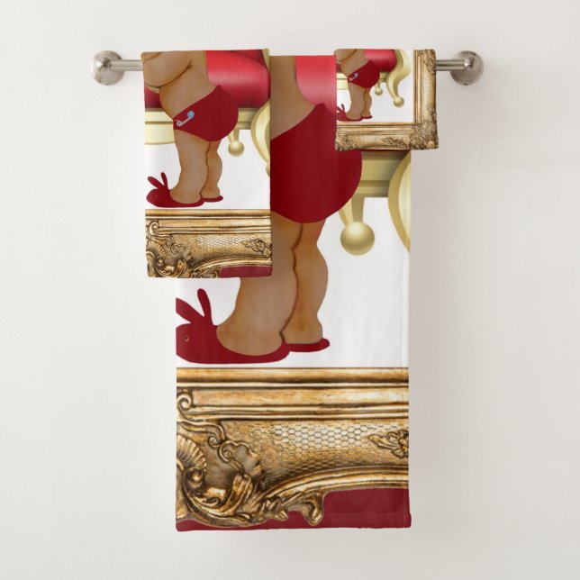 Dark Red Gold Royal Prinz Teddy Bear Custom Badhandtuch Set (Insitu)