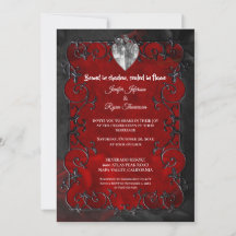 Dark red Gothic Halloween wedding Invitation