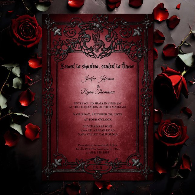 Dark Red Gothic Halloween wedding invitation Einladung (Von Creator hochgeladen)