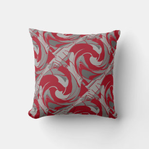 Dark Red Gray Charcoal Diagonal Swirbeln Abstrakt Kissen