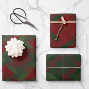 DARK RED & GREEN FERIENWOHNUNG CHRISTMAS KARIERT P GESCHENKPAPIER SET