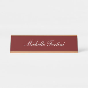Dark Red Handwriting Minimalistisch Schlicht Moder Schreibtischnamensplakette