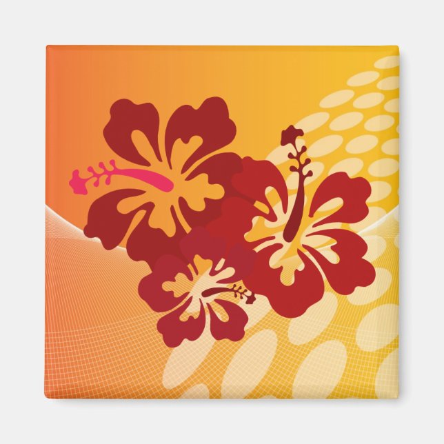 Dark Red Hibiskus Design Magnet (Vorne)