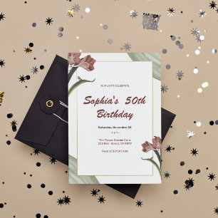 Dark Red Lilies zum Geburtstag Einladung