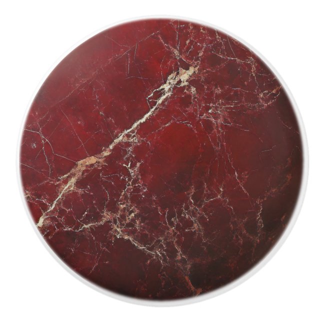 Dark Red Marble Pattern Keramikknauf (Vorderseite)