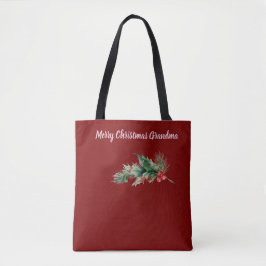 Dark Red Merry Christmas Oma Foto Tasche