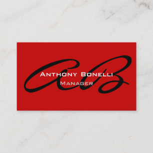 Dark Red Monogram Manager Business Card Visitenkarte