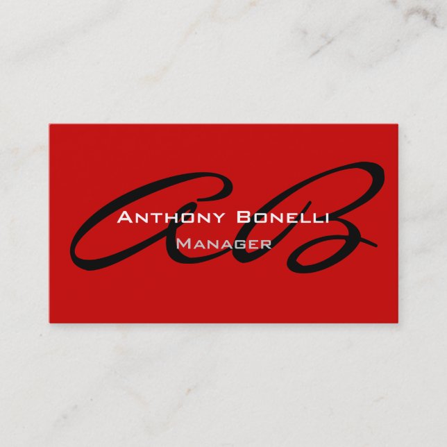 Dark Red Monogram Manager Business Card Visitenkarte (Vorderseite)