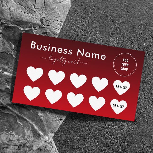 Dark Red Ombre Minimalistisches Add-Logo Social Me Treuekarte (Von Creator hochgeladen)