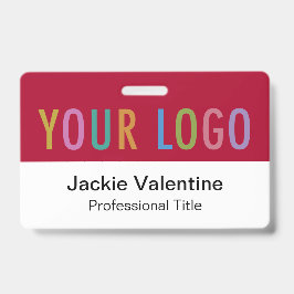 Dark Red PVC Name Abzeichen mit Clip Lanyard oder  Ausweis