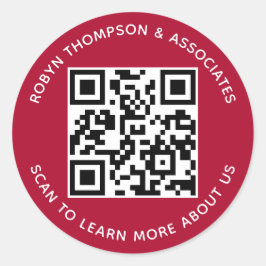 Dark Red QR Code Aufkleber Benutzerdefinierter Fir