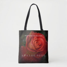Dark Red Rose Macro Analog Soul Black Tote Bag Tasche
