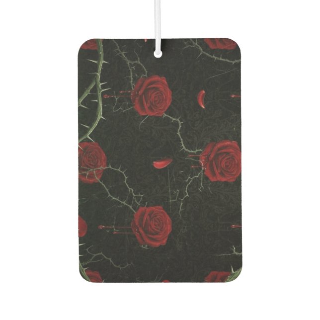 Dark Red Roses Thorns Gothic Pattern Autolufterfrischer (Vorderseite)