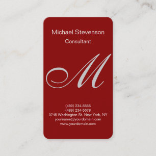 Dark Red Rounded Corner Monogram Business Card Visitenkarte