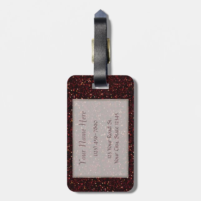 Dark Red Ruby Glitzer Print Gepäckanhänger (Rückseite vertikal)