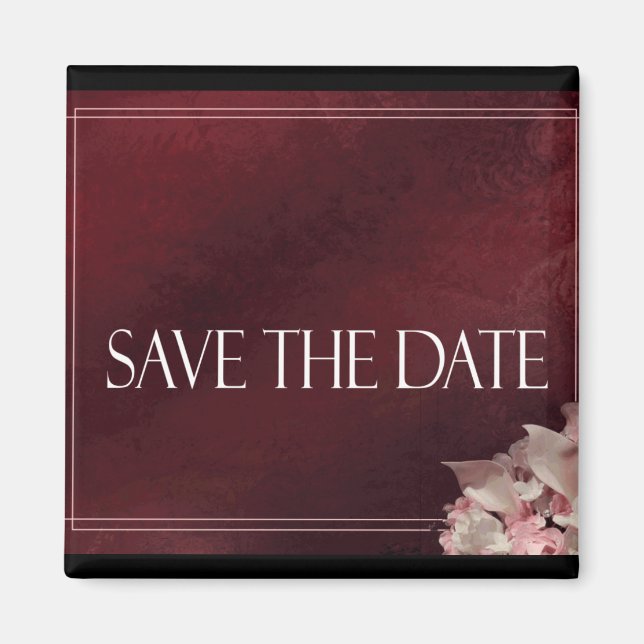 Dark Red Save the Date Magnet (Vorne)