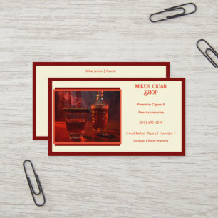 Dark Red Smoke Cigar Shop Business Card Visitenkarte