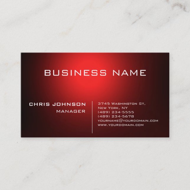 Dark Red Stylish Charming Manager Business Card Visitenkarte (Vorderseite)
