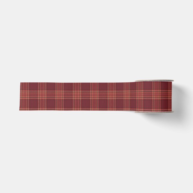 Dark Red Tartan Plaid Ripsband (Vorderseite)