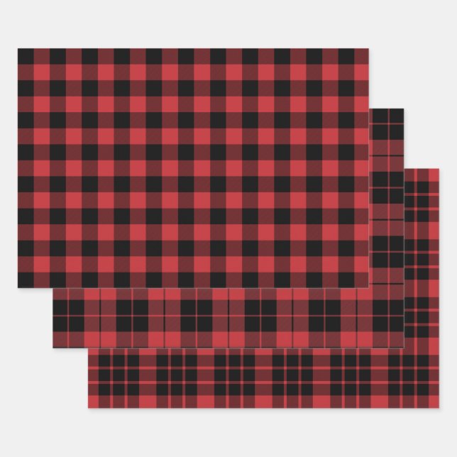 Dark Red und Black Buffalo Kariert Geschenkpapier Set (Set)