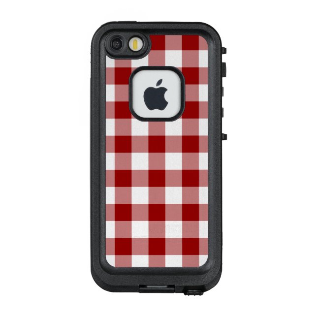 Dark Red und White Buffalo Kariert LifeProof iPhone Hülle (Rückseite)