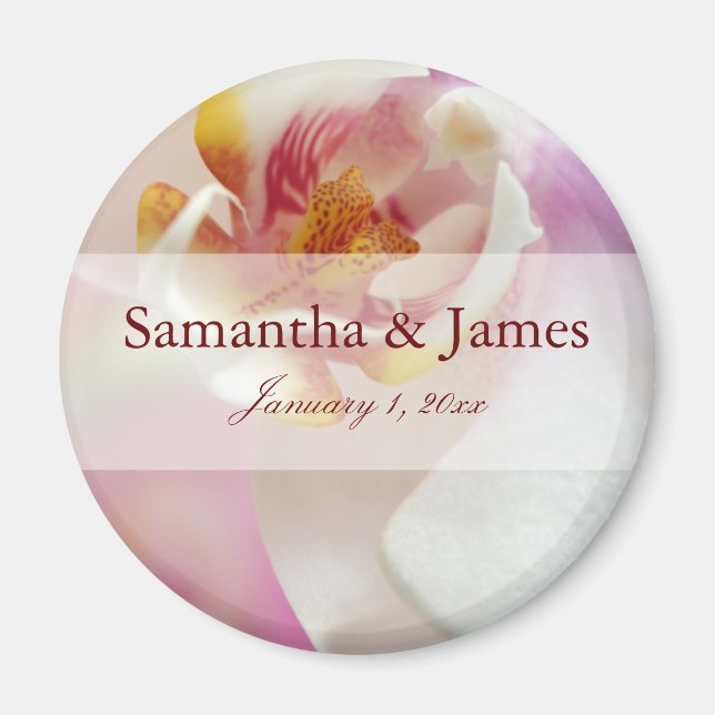 Dark Red und White Orchid Magnet (Vorne)