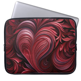 DARK RED VERZIERT VALENTINE HEARS LAPTOPSCHUTZHÜLLE