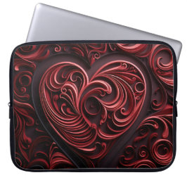 DARK RED VERZIERT VALENTINE HEARS LAPTOPSCHUTZHÜLLE