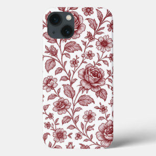 Dark Red Vintag Rose Pattern Case-Mate iPhone Hülle
