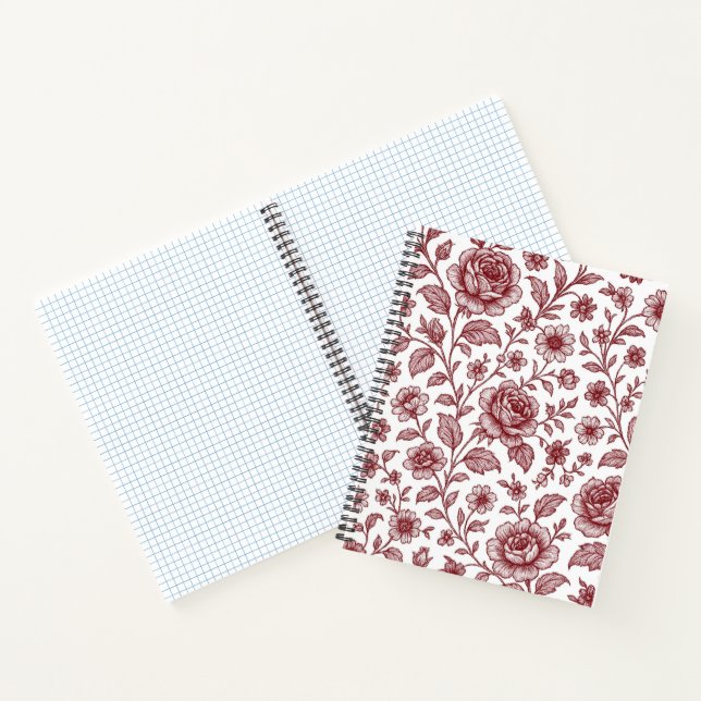 Dark Red Vintag Rose Pattern Notizbuch (Innenseite)
