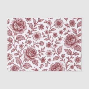 Dark Red Vintag Rose Pattern Seidenpapier
