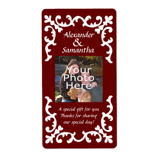 Dark Red Wedding Geschenk oder Gefallen-Label (Vorne)