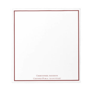 Dark Red White Beruflich Business Personalisiert Notizblock